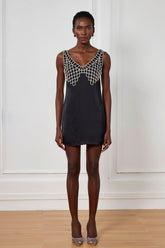 Ledini V Neck Crystal Mini Dress